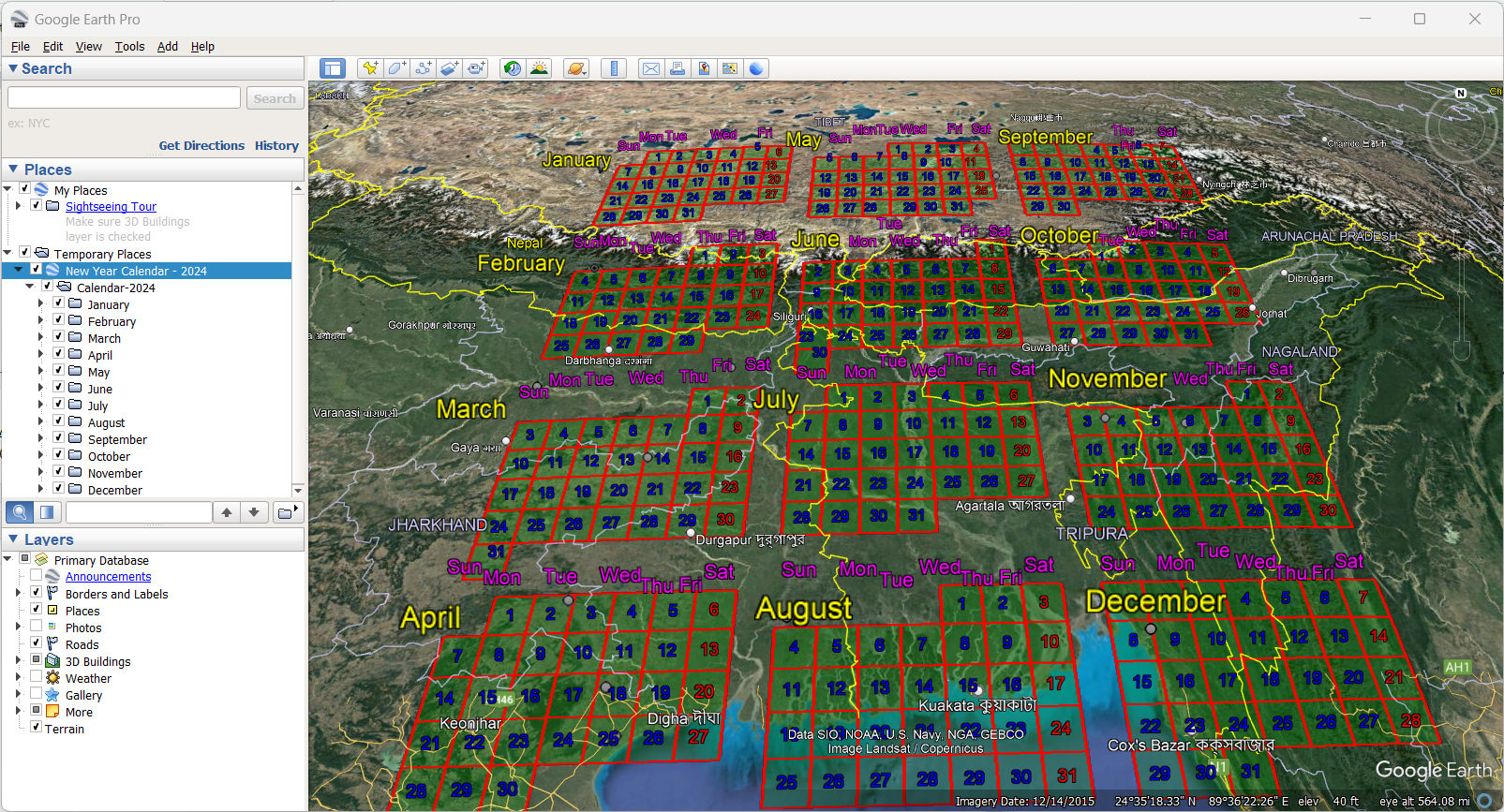 Calendar over GoogleEarth